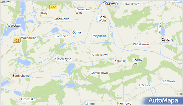 mapa Kleszczewo gmina Osieczna, Kleszczewo gmina Osieczna na mapie Targeo