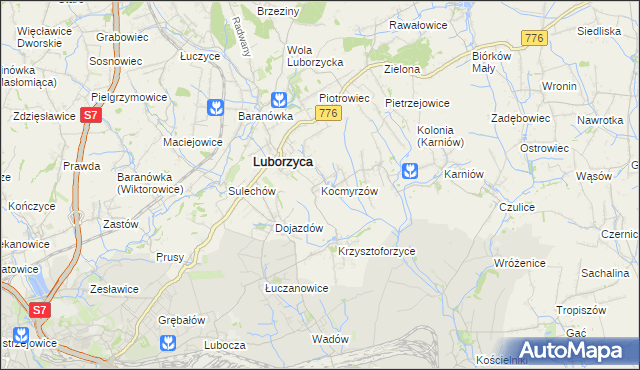 mapa Kocmyrzów, Kocmyrzów na mapie Targeo