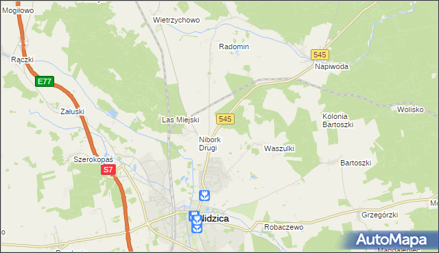 mapa Kolonia Waszulki, Kolonia Waszulki na mapie Targeo