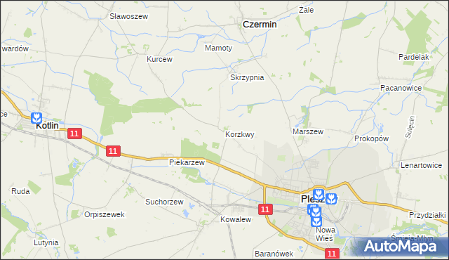 mapa Korzkwy, Korzkwy na mapie Targeo