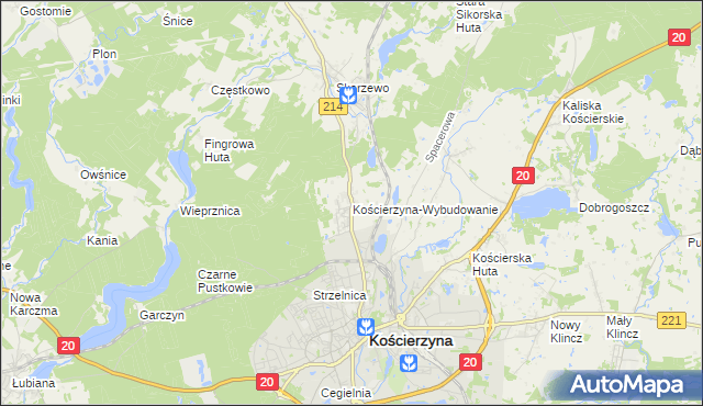 mapa Kościerzyna-Wybudowanie, Kościerzyna-Wybudowanie na mapie Targeo