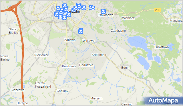 mapa Kretomino, Kretomino na mapie Targeo