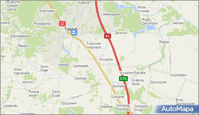 mapa Kruszów, Kruszów na mapie Targeo