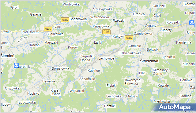 mapa Lachowice, Lachowice na mapie Targeo