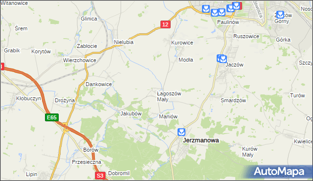 mapa Łagoszów Mały, Łagoszów Mały na mapie Targeo