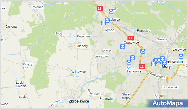 mapa Laryszów, Laryszów na mapie Targeo