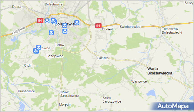 mapa Łaziska gmina Bolesławiec, Łaziska gmina Bolesławiec na mapie Targeo