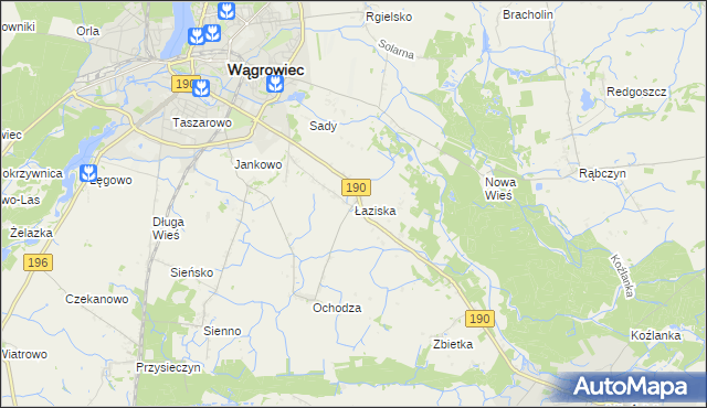 mapa Łaziska gmina Wągrowiec, Łaziska gmina Wągrowiec na mapie Targeo