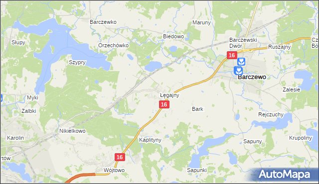 mapa Łęgajny, Łęgajny na mapie Targeo