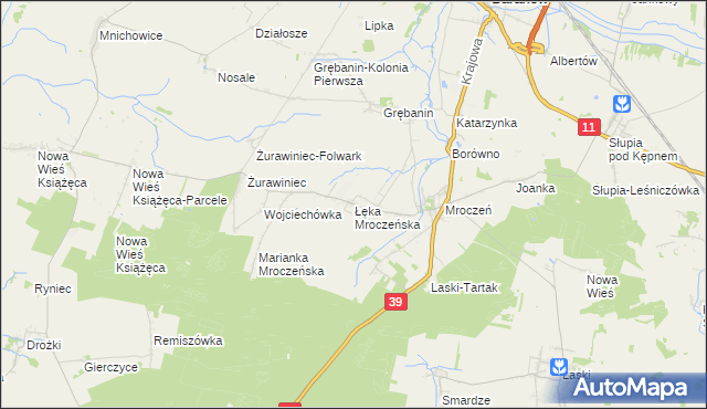 mapa Łęka Mroczeńska, Łęka Mroczeńska na mapie Targeo