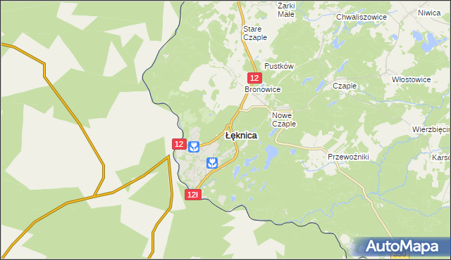 mapa Łęknica powiat żarski, Łęknica powiat żarski na mapie Targeo