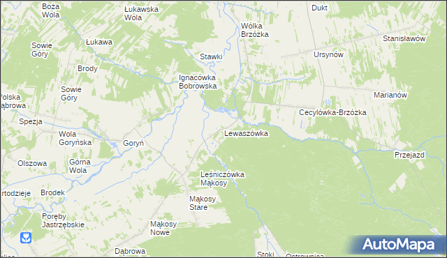 mapa Lewaszówka, Lewaszówka na mapie Targeo