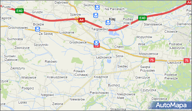 mapa Łężkowice, Łężkowice na mapie Targeo