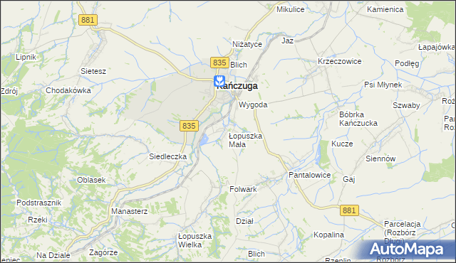 mapa Łopuszka Mała, Łopuszka Mała na mapie Targeo