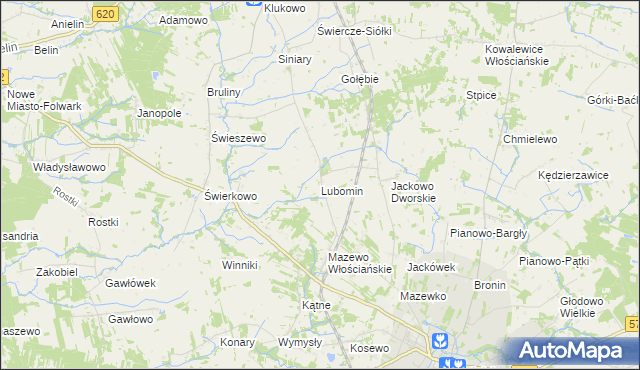 mapa Lubomin gmina Nasielsk, Lubomin gmina Nasielsk na mapie Targeo