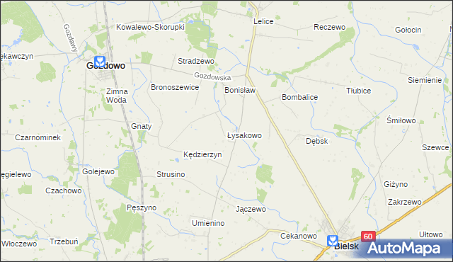 mapa Łysakowo gmina Gozdowo, Łysakowo gmina Gozdowo na mapie Targeo