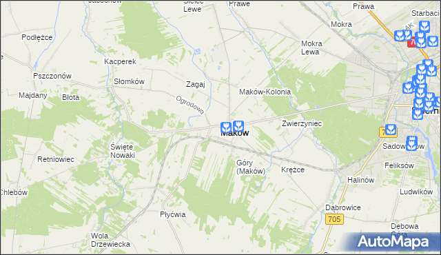 mapa Maków powiat skierniewicki, Maków powiat skierniewicki na mapie Targeo