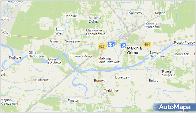 mapa Małkinia Mała-Przewóz, Małkinia Mała-Przewóz na mapie Targeo