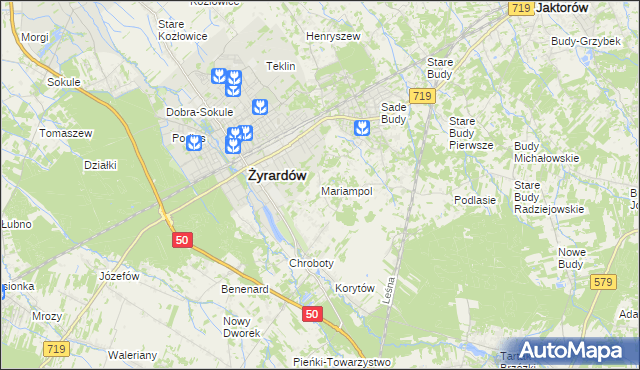 mapa Mariampol gmina Jaktorów, Mariampol gmina Jaktorów na mapie Targeo