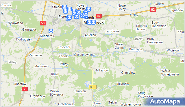 mapa Marianka gmina Mińsk Mazowiecki, Marianka gmina Mińsk Mazowiecki na mapie Targeo