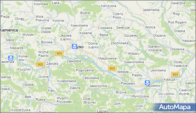 mapa Maszkowice gmina Łącko, Maszkowice gmina Łącko na mapie Targeo
