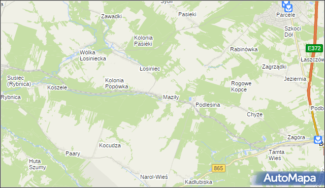 mapa Maziły, Maziły na mapie Targeo