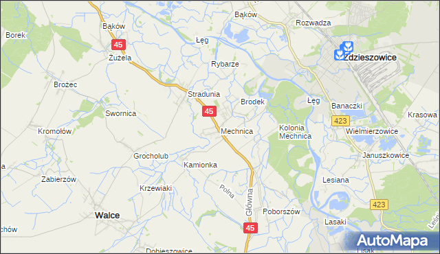 mapa Mechnica, Mechnica na mapie Targeo