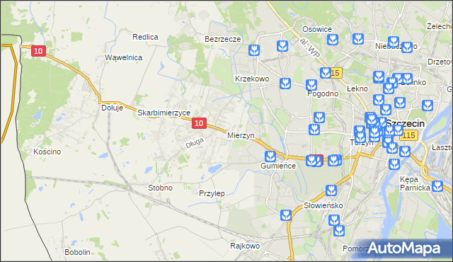 mapa Mierzyn gmina Dobra (Szczecińska), Mierzyn gmina Dobra (Szczecińska) na mapie Targeo
