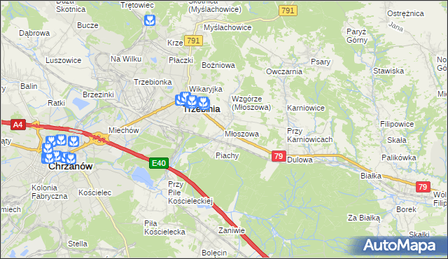 mapa Młoszowa, Młoszowa na mapie Targeo