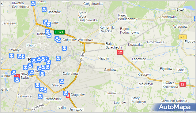 mapa Natolin gmina Jedlnia-Letnisko, Natolin gmina Jedlnia-Letnisko na mapie Targeo