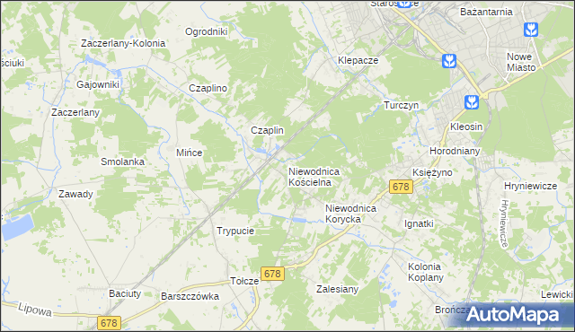 mapa Niewodnica Kościelna, Niewodnica Kościelna na mapie Targeo