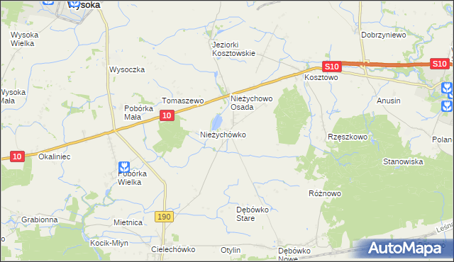 mapa Nieżychowo, Nieżychowo na mapie Targeo