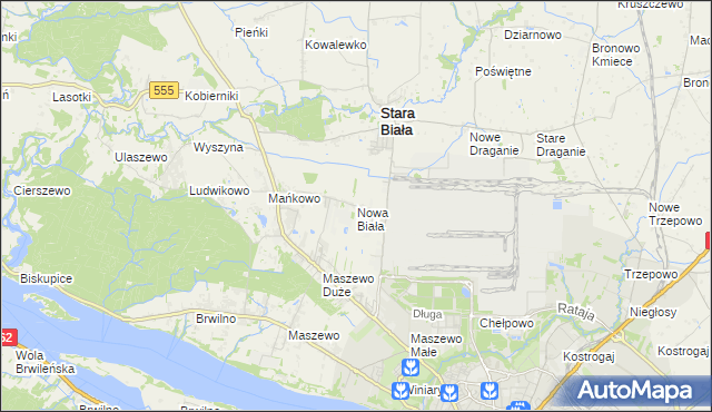 mapa Nowa Biała gmina Stara Biała, Nowa Biała gmina Stara Biała na mapie Targeo