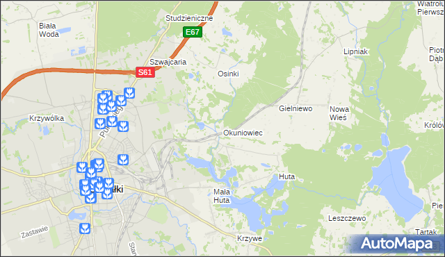 mapa Okuniowiec, Okuniowiec na mapie Targeo