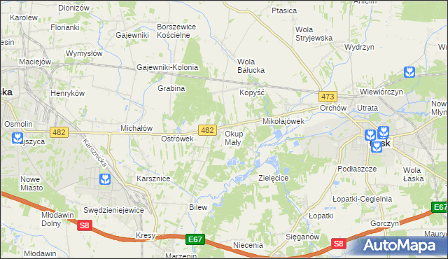 mapa Okup Mały, Okup Mały na mapie Targeo