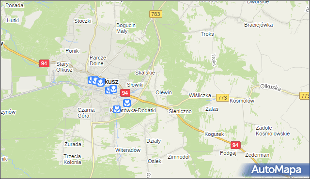 mapa Olewin gmina Olkusz, Olewin gmina Olkusz na mapie Targeo