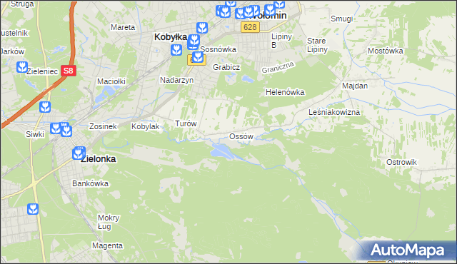 mapa Ossów, Ossów na mapie Targeo