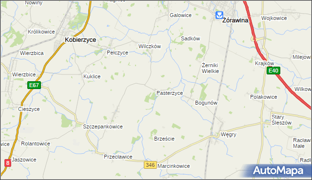 mapa Pasterzyce, Pasterzyce na mapie Targeo