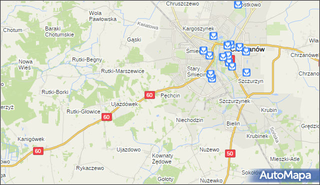 mapa Pęchcin, Pęchcin na mapie Targeo