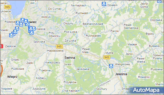 mapa Pewel Mała, Pewel Mała na mapie Targeo