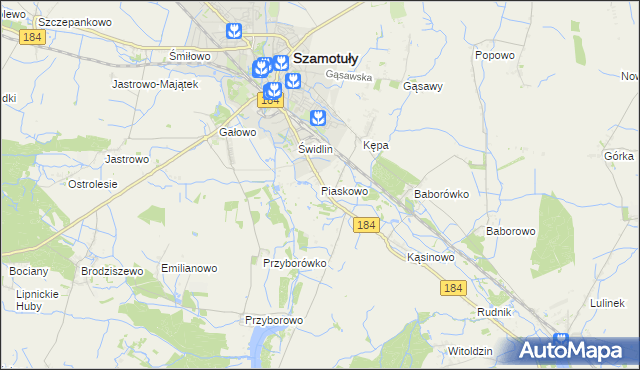 mapa Piaskowo gmina Szamotuły, Piaskowo gmina Szamotuły na mapie Targeo