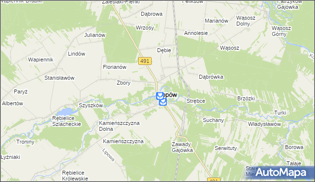 mapa Popów powiat kłobucki, Popów powiat kłobucki na mapie Targeo