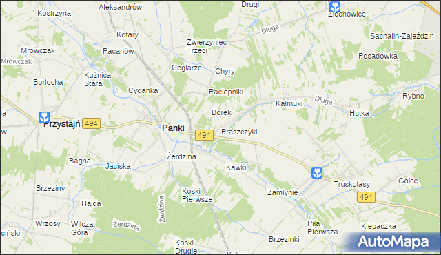 mapa Praszczyki, Praszczyki na mapie Targeo