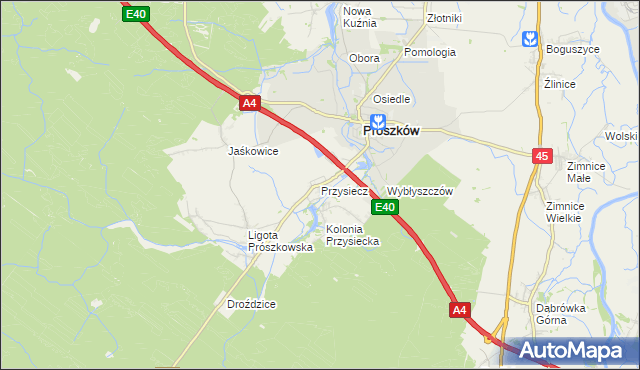 mapa Przysiecz, Przysiecz na mapie Targeo