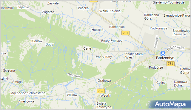 mapa Psary-Kąty, Psary-Kąty na mapie Targeo