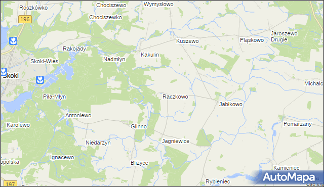 mapa Raczkowo, Raczkowo na mapie Targeo