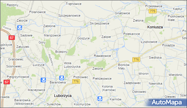 mapa Rawałowice, Rawałowice na mapie Targeo