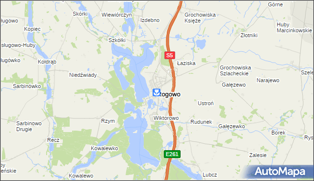 mapa Rogowo powiat żniński, Rogowo powiat żniński na mapie Targeo