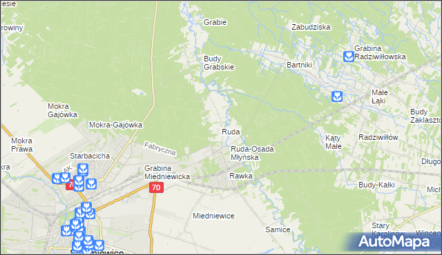 mapa Ruda gmina Skierniewice, Ruda gmina Skierniewice na mapie Targeo