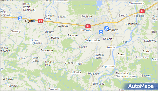 mapa Rudka gmina Wojnicz, Rudka gmina Wojnicz na mapie Targeo